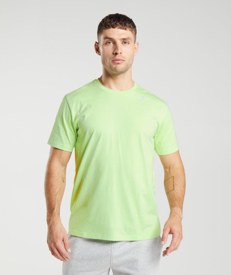 Men\'s Gymshark Crest T-Shirts Green | NZ 3IOYUH